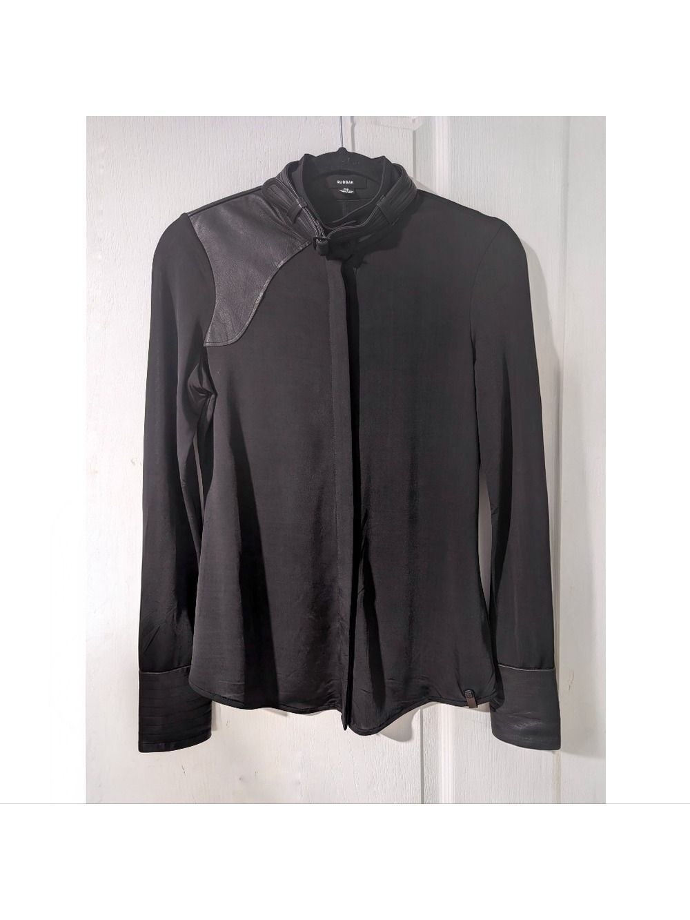 Rudsak | Dawn Leather Mixed Media Asymmetrical Detail Top In Black